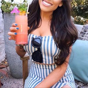 Blue & White Striped Two Piece Set